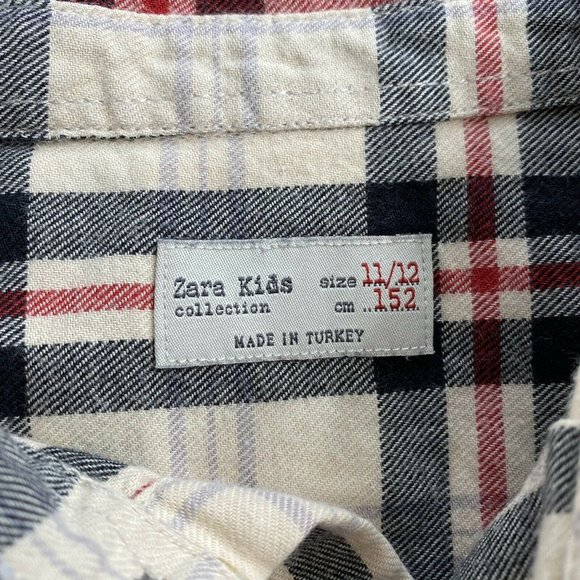 Zara Boys Plaid Button Up Shirt Flannel Size 11/12 - Picture 4 of 5